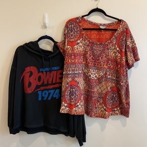 Torrid Crop Hoodie and Lucky Brand T-shirt